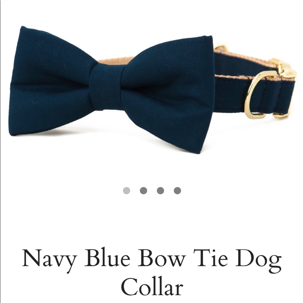 Navy Blue Bow Tie Dog Collar